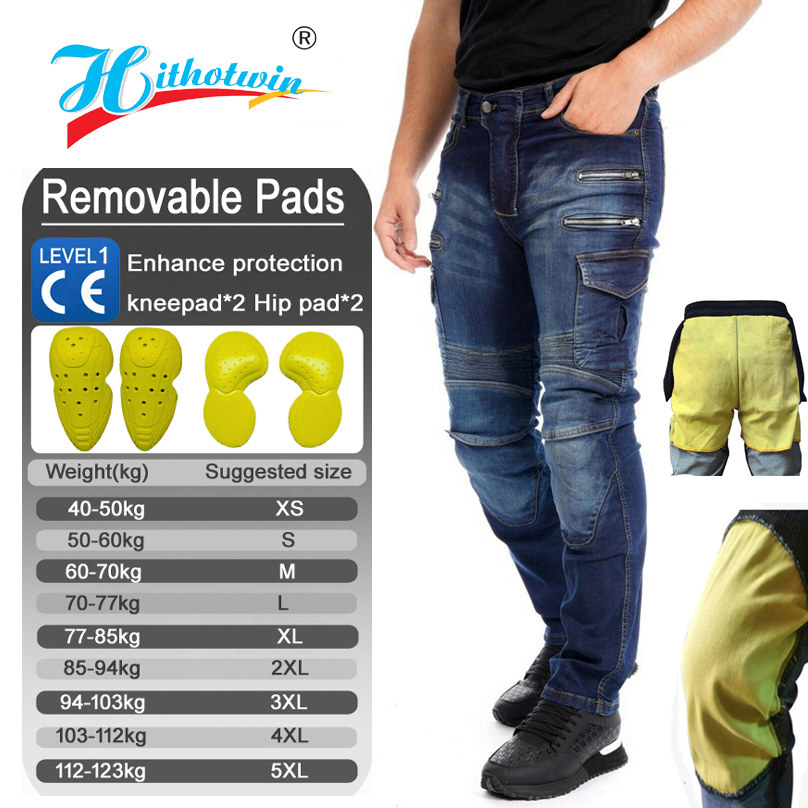 Motorcycle Gear Jeans - Men's Motorcycle Riding Jeans Protective Anti