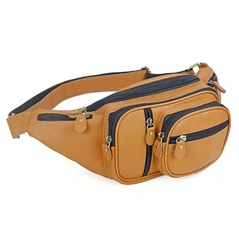 Men Genuine Leather Waist Pack - Motorcycle Gear Backpack 评论和价格