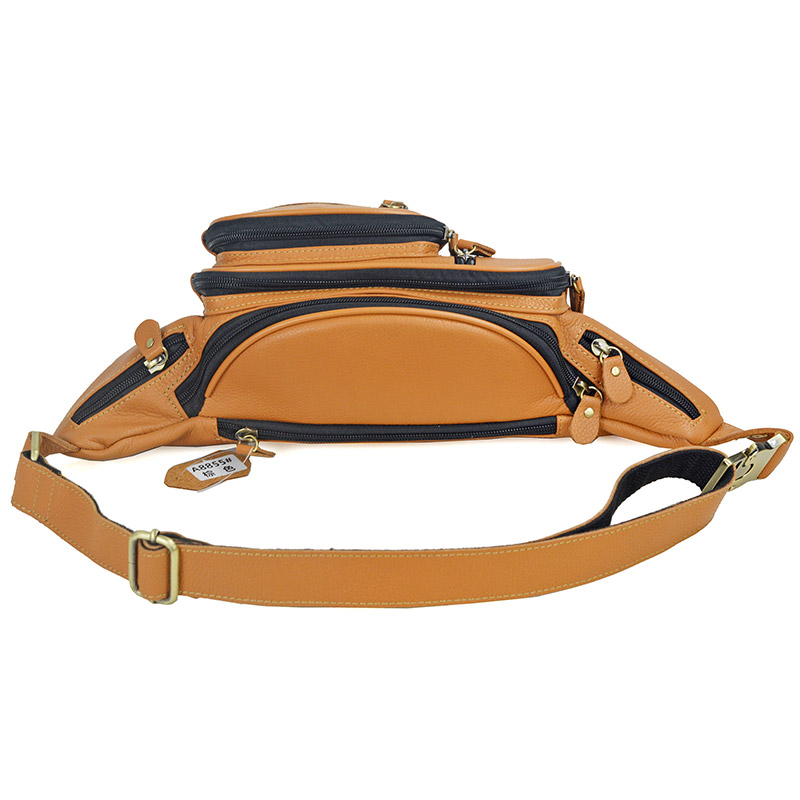 Men Genuine Leather Waist Pack - Motorcycle Gear Backpack 评论和价格