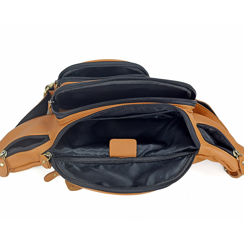 Men Genuine Leather Waist Pack - Motorcycle Gear Backpack 评论和价格