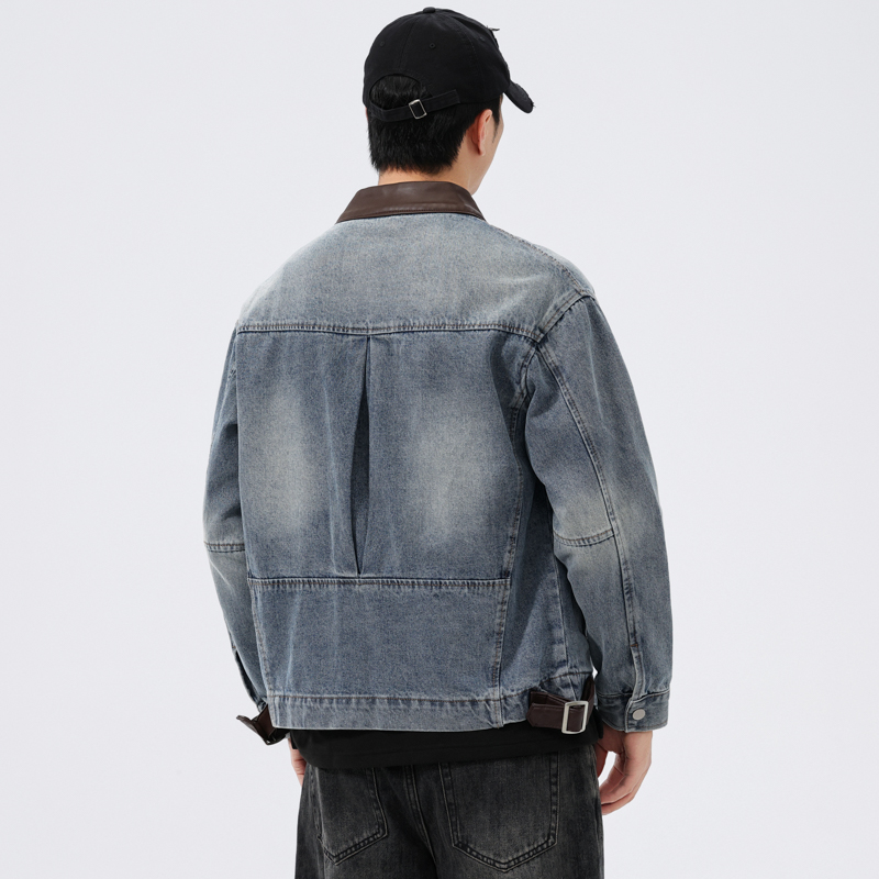 Stand Leather Collar Denim Jac - Motorcycle Gear Jeans 评论和价格