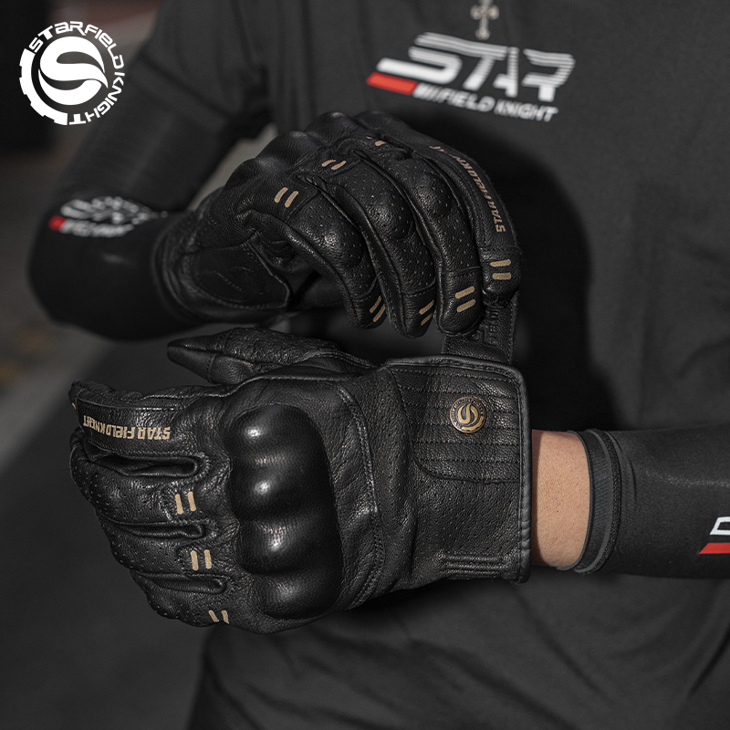 SFK Real Goatskin Leather Blac - Motorcycle Gear Gloves 评论和价格